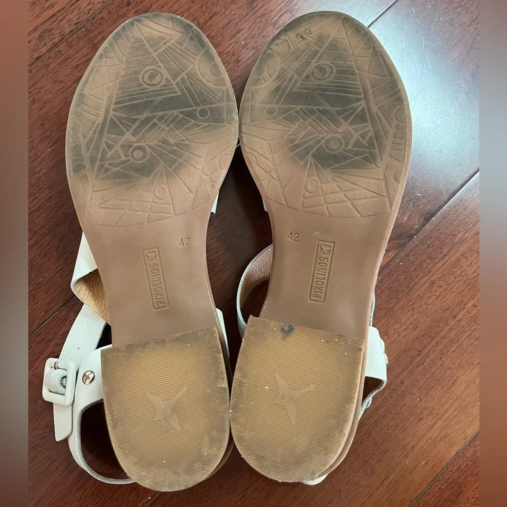 Pikolinos White Strappy Heeled Leather Sandals Open Toe Women's Size 42 - Picture 3 of 10